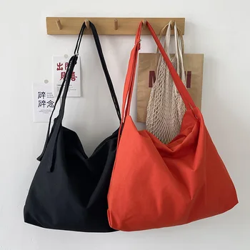 Casual Shopping Bag Solid Color Canvas Shoulder Bag Large Capacity Crossbody Bag with Adjustable Strap Handbag Daily Travel Bags 1