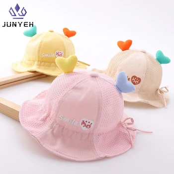 High Quality Love Decoration Baby Cute Bucket Hat Spring Autumn Thin 3-24 Month Summer Sun Shading Cotton Lovely Adjustable Hats 1