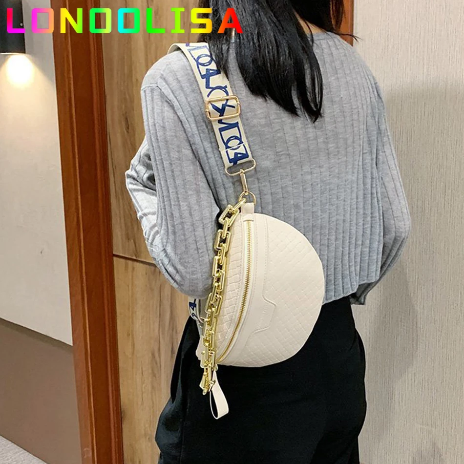 Thick Chain Women's Fanny Pack Plaid leather Waist Bag Shoulder Crossbody  Chest Bags Luxury Designer Handbags Female Belt Bag - AliExpress