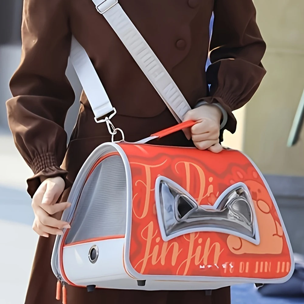 Space Capsule Pet Carrier Backpack-Breathable Mesh Airline Approved with Adjustable Padded Shoulder Strap for Travel