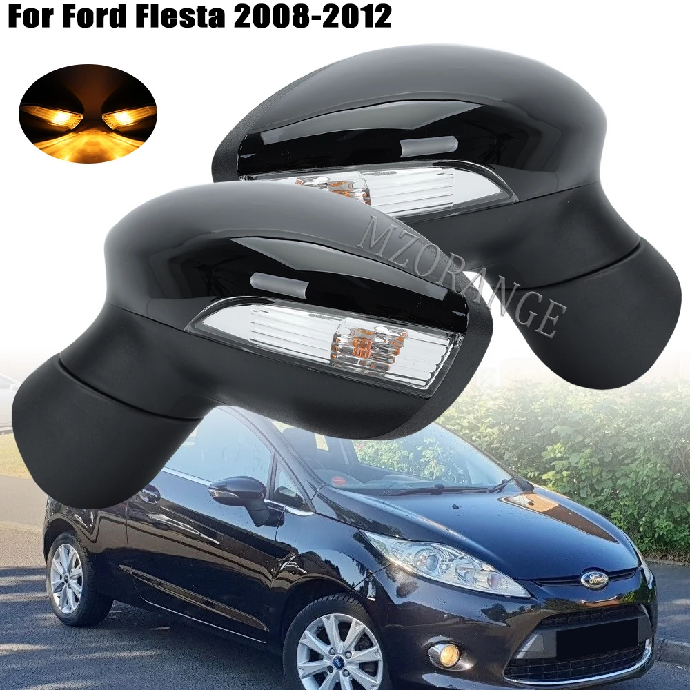 

Чехол на боковое зеркало заднего вида с 8 контактами для Ford Fiesta MK6 2008-2012, крыло двери с подогревом и указателем поворота, черная Складная Автомобильная сборка