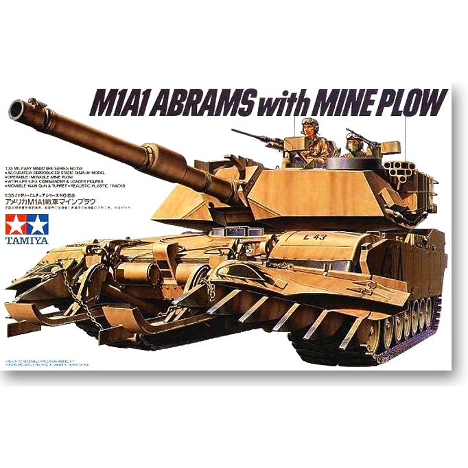 

TAMIYA 35158 M1A1 ABRAMS WITH MINE PLOW MODEL KIT-NIB-1/35 SCALE