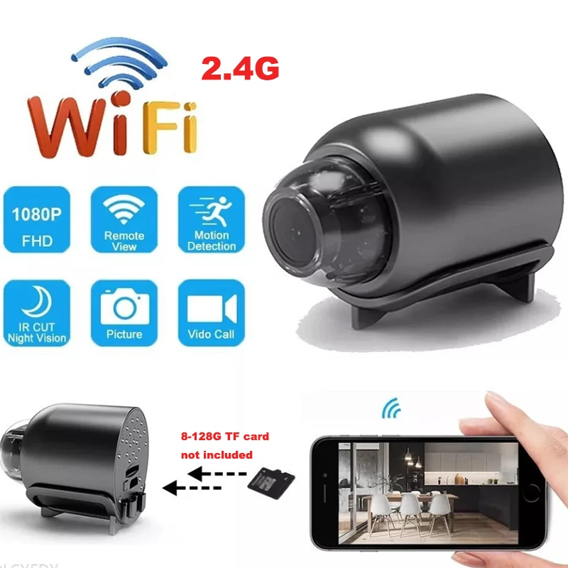 

1080P HD pixel remote monitoring night vision 2.4G wifi home IP network recorded video CCTV mini HD security Camera