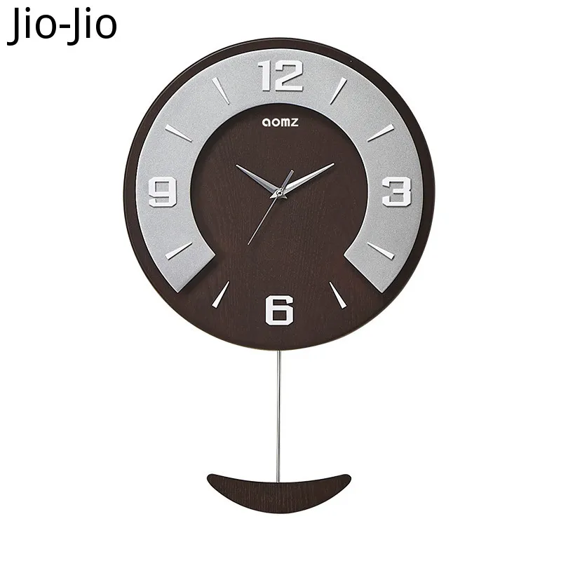 Modern Large Wall Clock Wood Vintage Living Room Silent Nordic Design