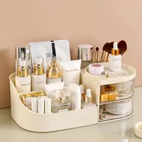 Large Makeup Desktop Storage Box Vanity Countertop Organizer with Drawers for Brushes Eyeshadow Lotions Lipstick Nail Polish 1