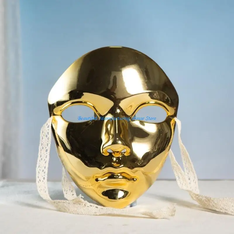 E56A Metallic Color Halloween Maske Vollgesichtsmaske Maskerade -Maske für Frauen Männer – Detail 7