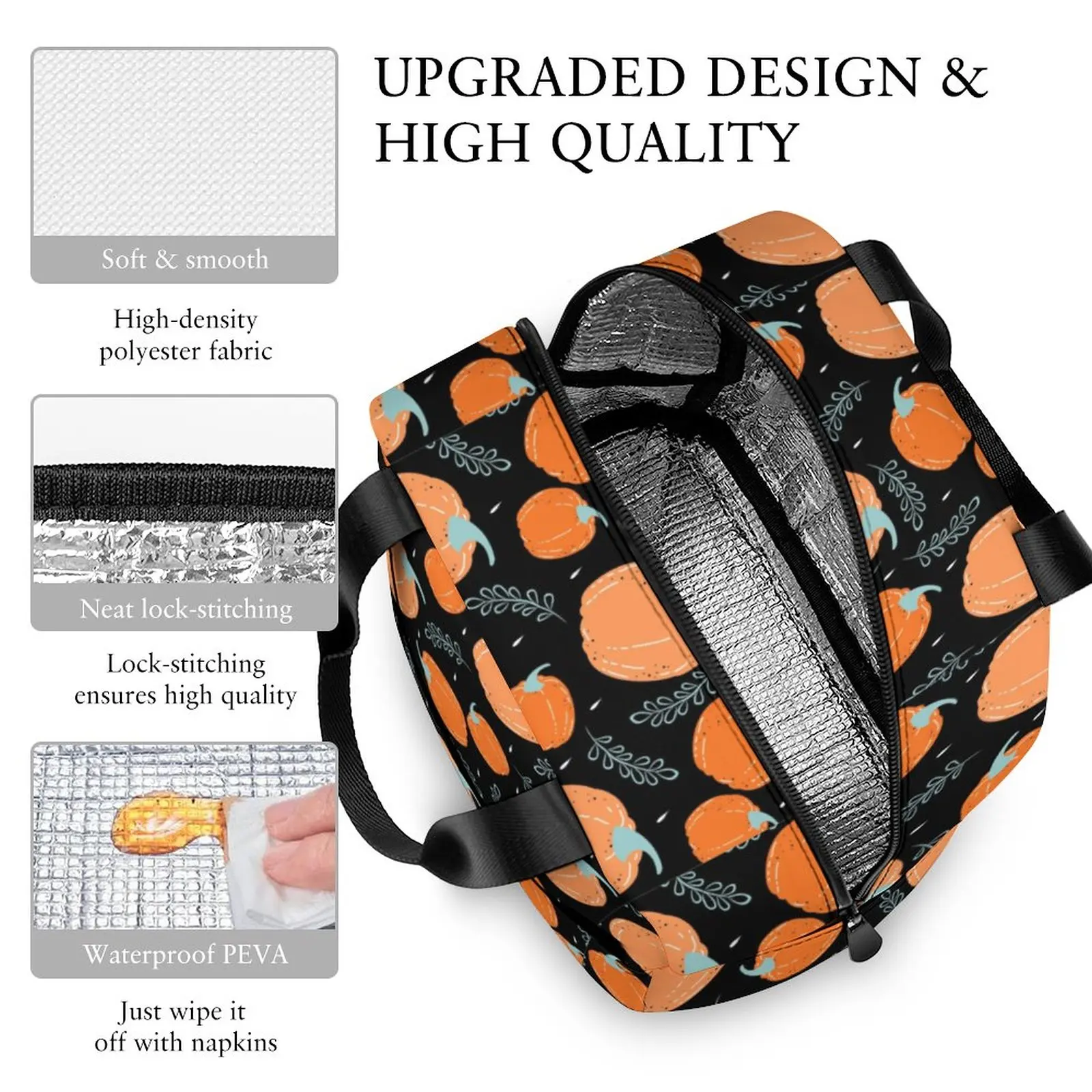 Custom Pattern Tote Lunch Bags for Women Cartoon Chili Print Portable Meal Bag Picnic Travel Breakfast Box Office Work School