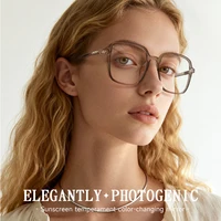 BEAU FIVE Women's Photochromic Blue Light Glasses Oversized Square Frame UV400 Protection 2-in-1 Smart Sunglasses EyeglassesF113 - Image 3