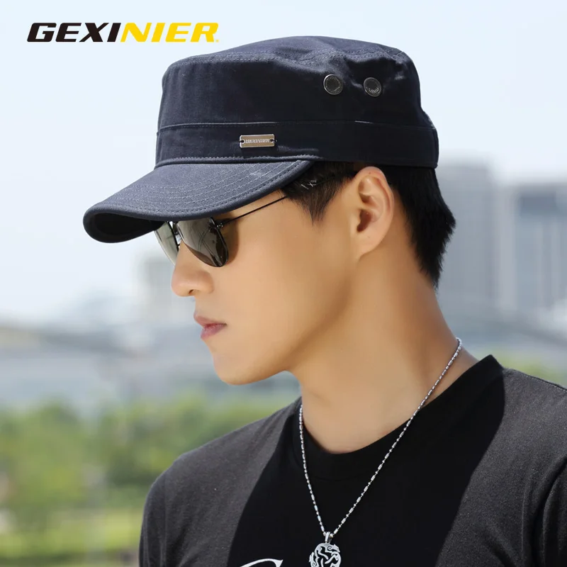 Fashion Flat Top Military Hat Cotton Snapback Cap Men Women Vintage Baseball Caps Dad Hats Adjustable Size 55-59cm