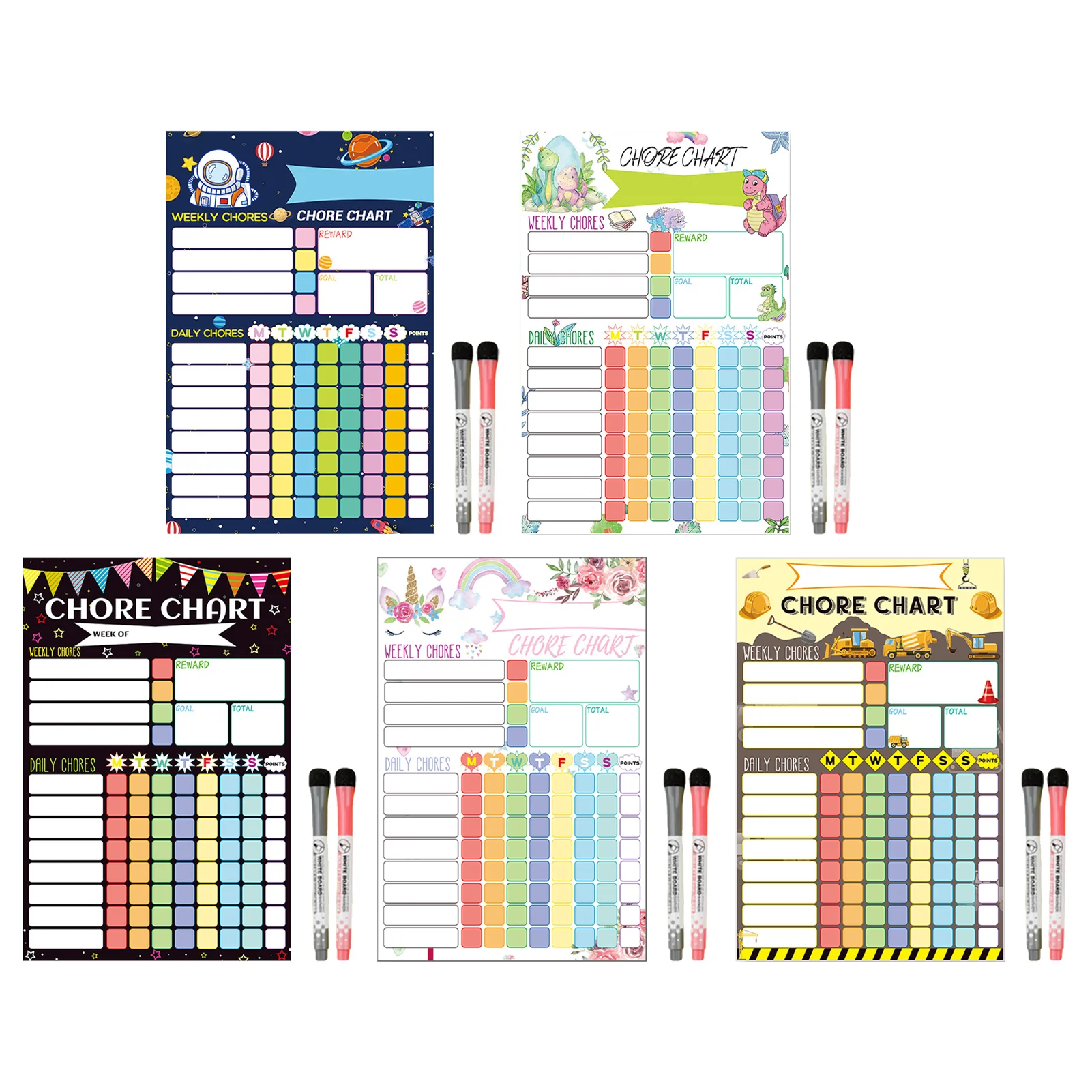 Magnetic Chore Chart Weekly Visual Schedule For Kids Dry Erase Behavior Charts 2 Markers Magnetic Refrigerator Calendar