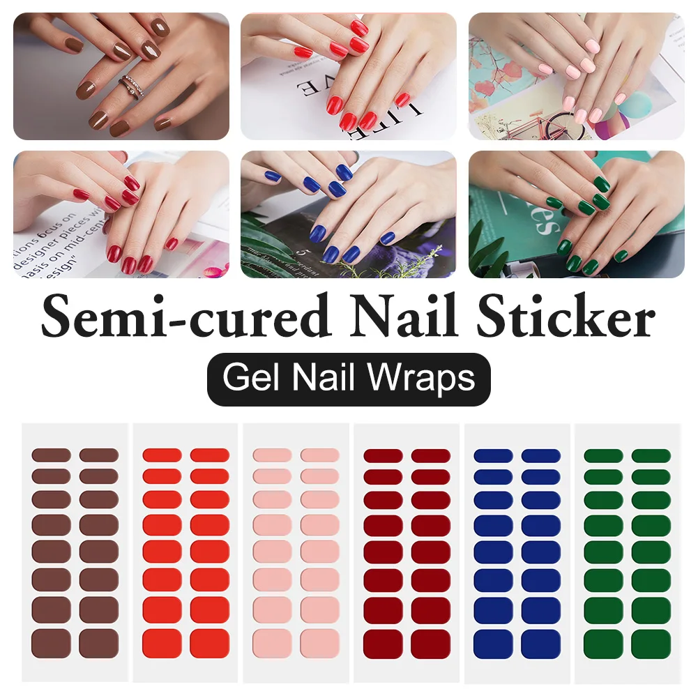SemiCuredGelNailStickersHardenInUVLampSelfAdhesiveNailWraps