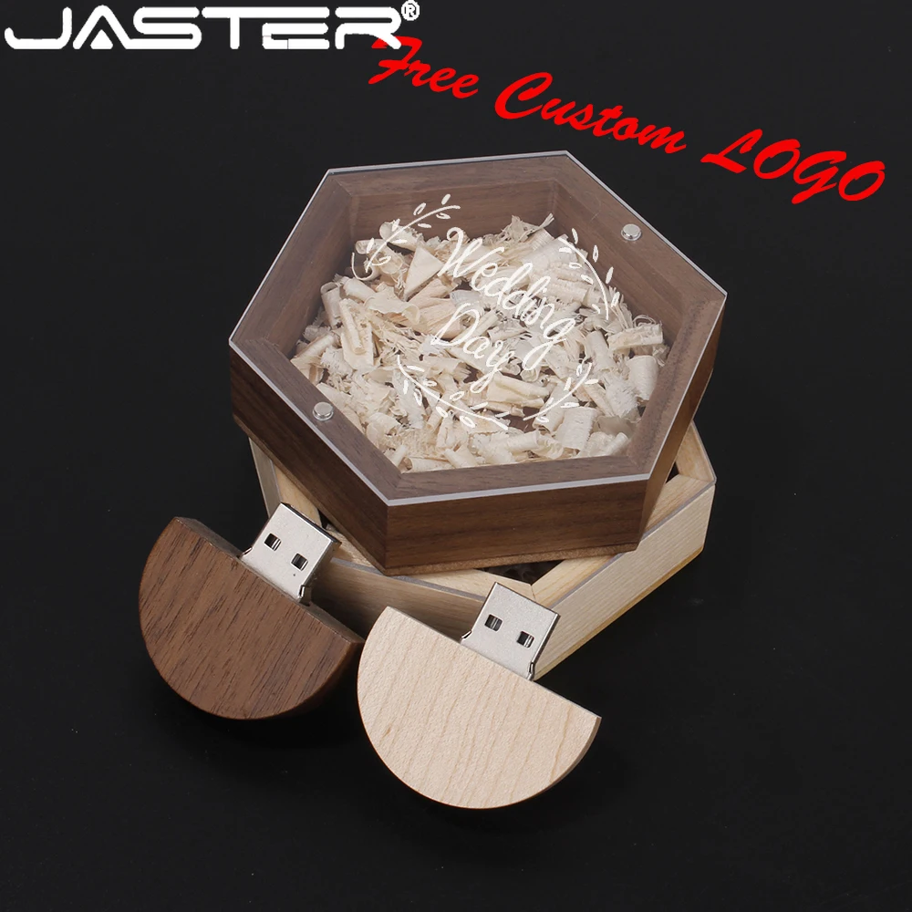 

Creative Wood Gift Box USB 2.0 64GB Flash Drive Free Custom Logo Pen Drive 32GB Memory Stick 16GB/8GB/4G U Disk Free Custom LOGO