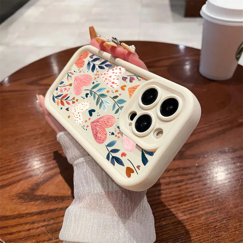 Love Heart Leaves Flower Matte TPU Silicone Case
