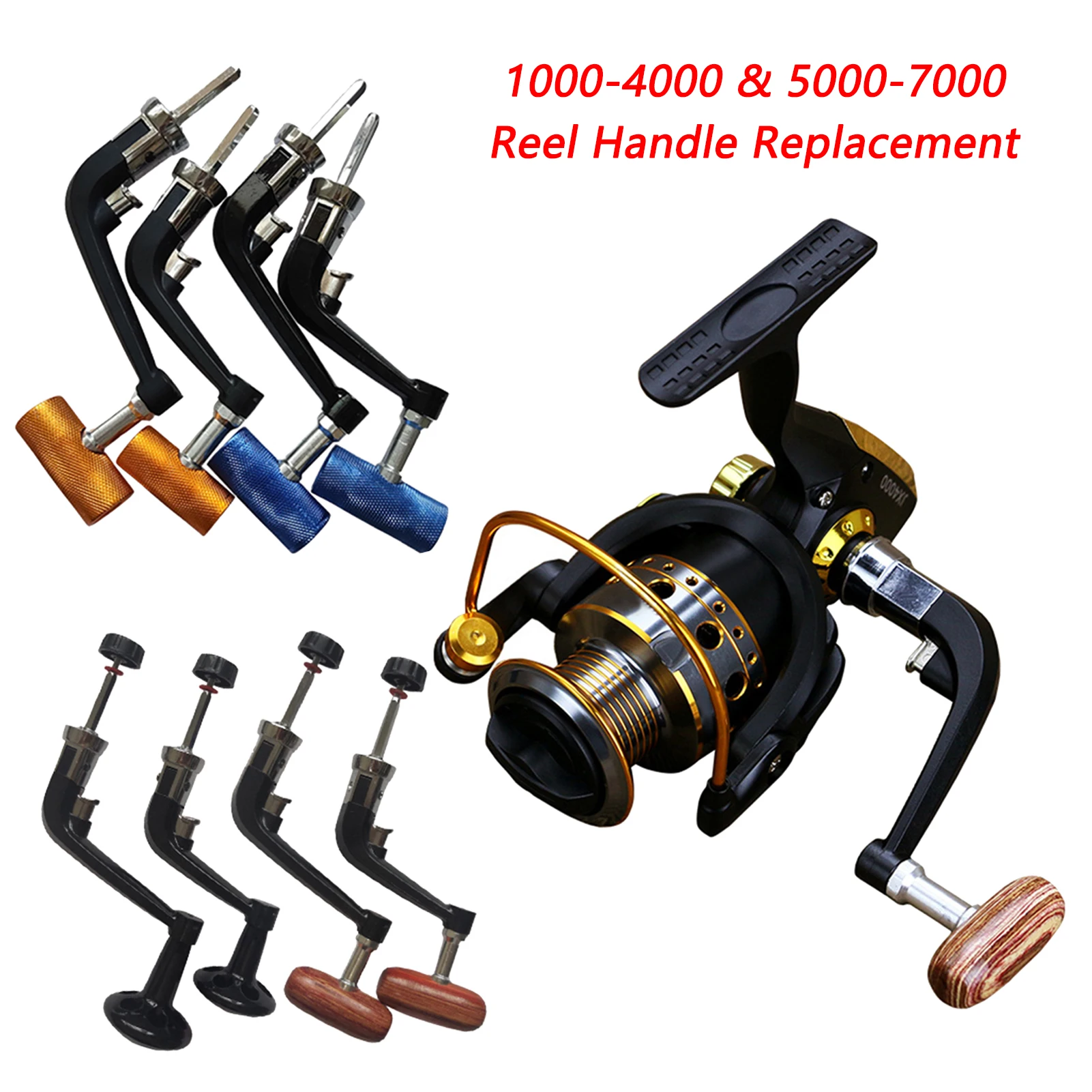 Wood Spinning Reel Handle Replacement 1000 to 4000 Fishing Reel Rotary Knob  Power Grip 5000 to 7000 Half-Metal Reel Arm Rocker - AliExpress