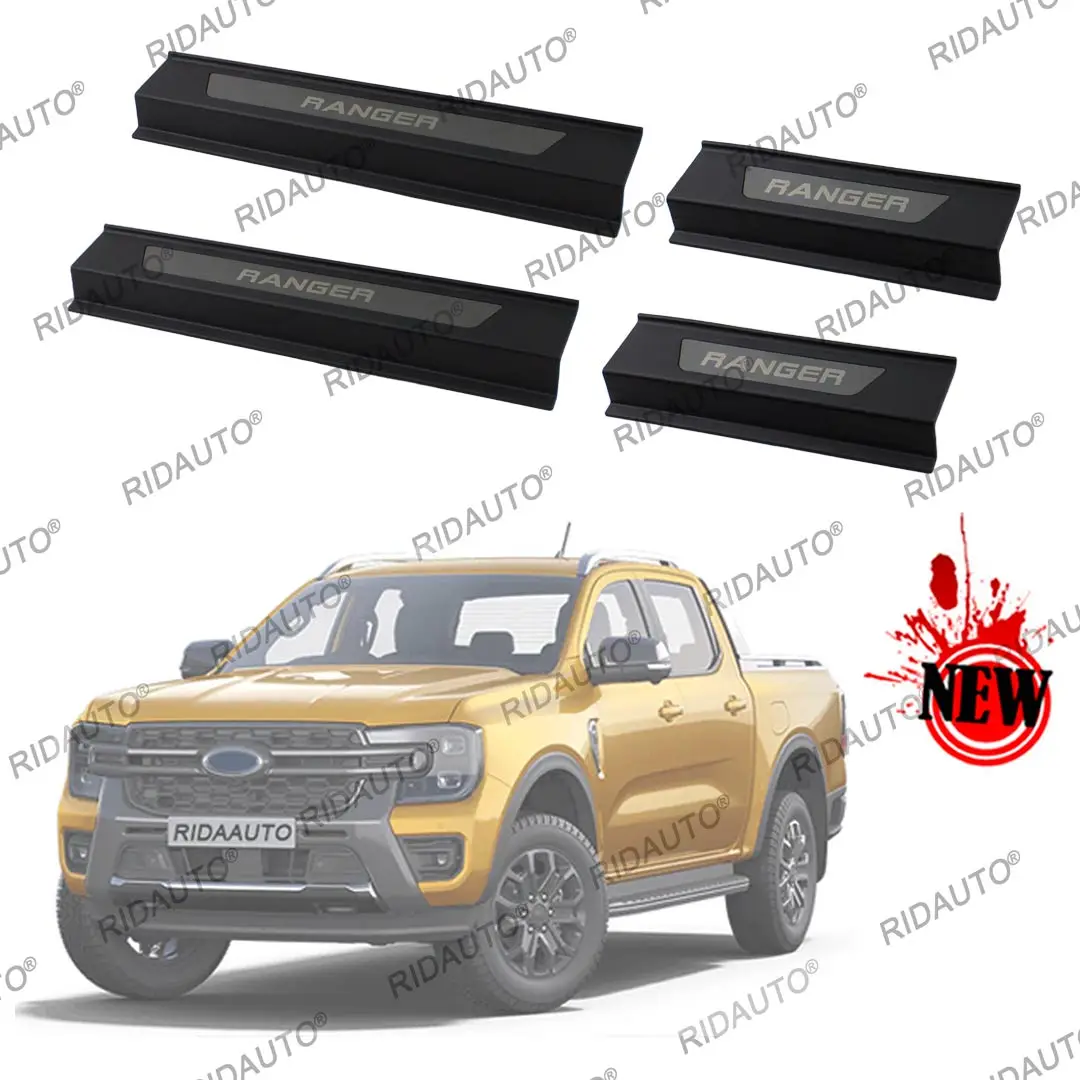 Car Pickup Threshold Strip For Next GEN FORD RANGER 2023 2024 Door Sill Scuff Plate Protector Trim Pedal Sticker Accessories