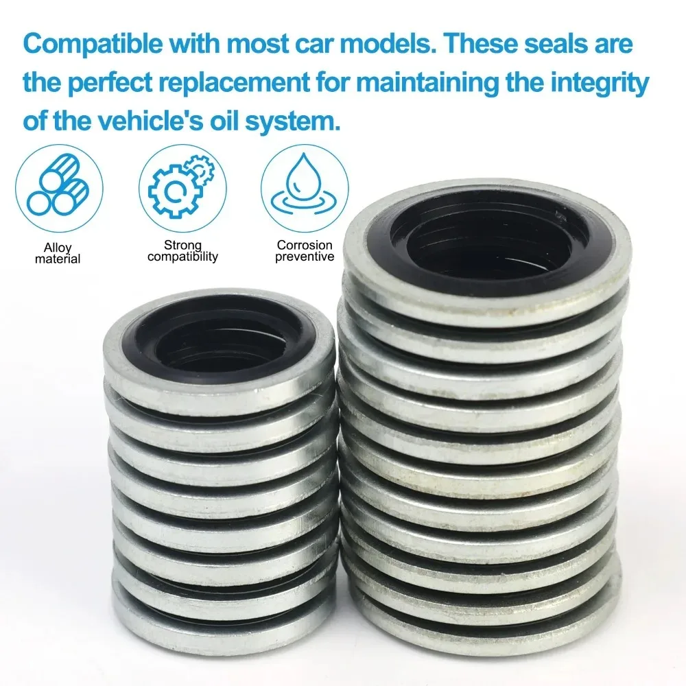 Car Oil Drain Plug Sealing Gasket Universal M12 M14 Galvanized Nitrile Rubber Washer for Car Engine Systems Leakage Protection 3