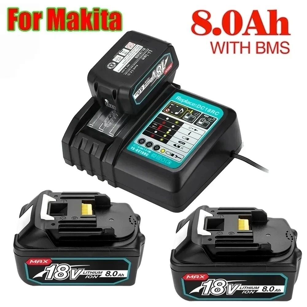 

2023 Upgraded BL1860 Rechargeable 18 V 8000mAh Li-ion Battery for Makita 18v Battery BL1840 BL1850 BL1830 BL1860B LXT 400