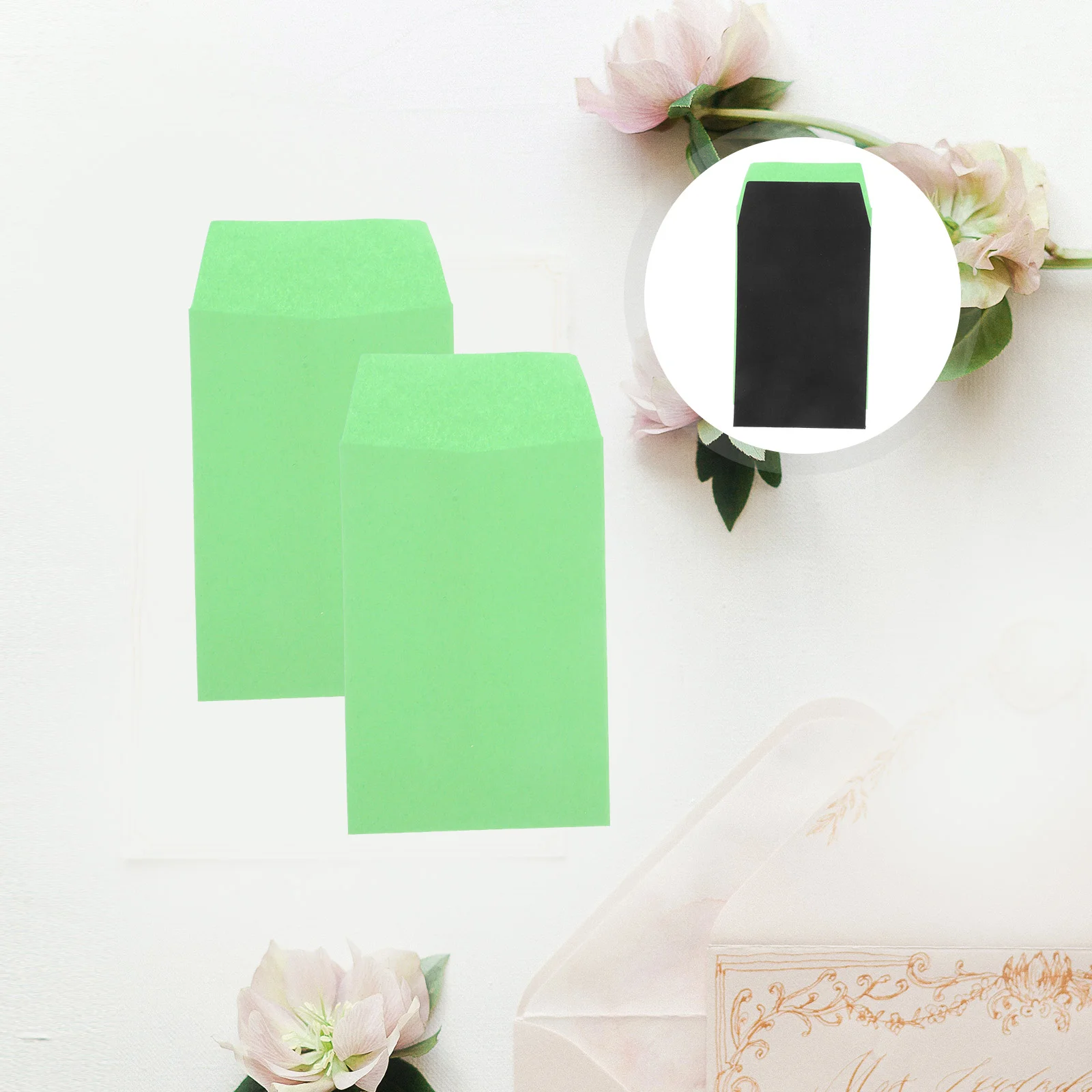 

100 Pcs Black and Green Envelope Bags Coins Money Chinese Style Envelopes Cash for Saving Kraft Paper