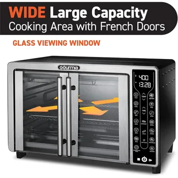 Gourmia Toaster Oven Air Fryer Combo 17 cooking presets 1700W french door digital air fryer oven 24L capacity accessories 3