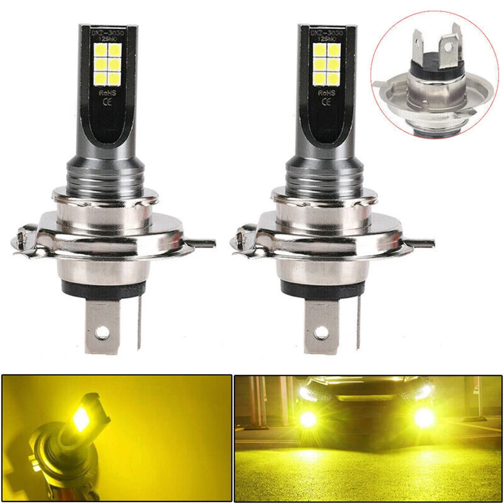 

High Low Beam H4 LED Headlights 2pcs 3000k Aluminum Alloy DC 12V Fog Light 360 Degree Lighting Car Accessories