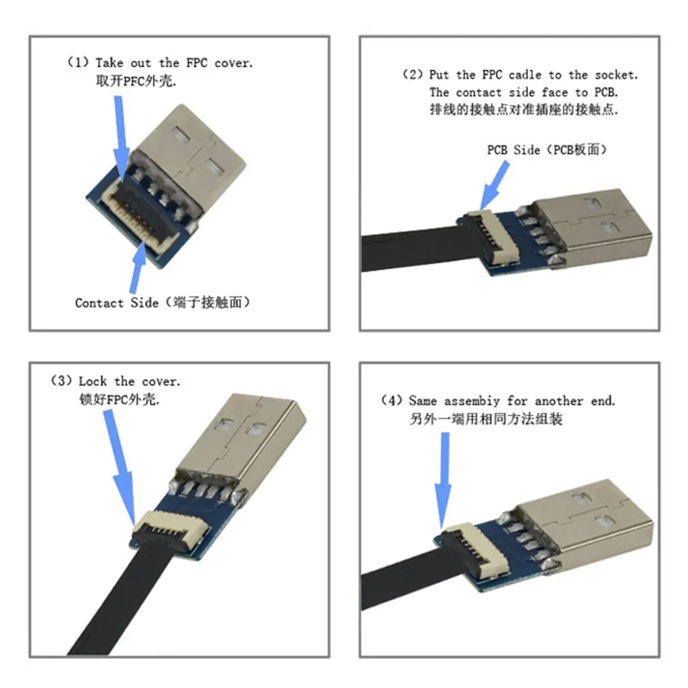 1PCS Mini USB Connector Charging Data Cable FPC Flat Flexible Connection Cable OTG 5Pin DIY Free Collocation