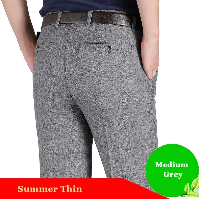 Business Men's Pants Fall Spring Thick Thin Formal Suit Pants Elastic Straight Casual Trousers