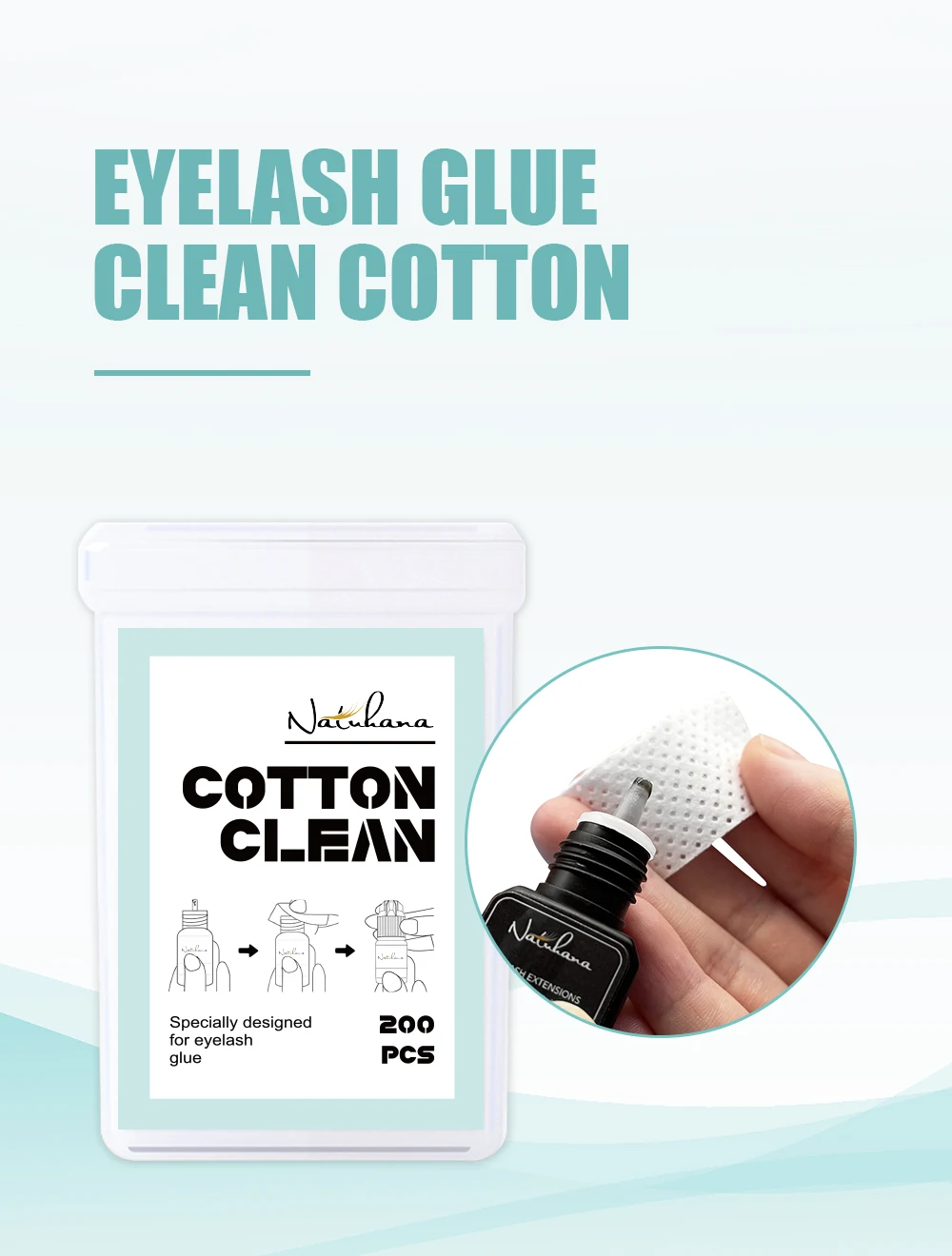 Description Picture 2 of itemNATUHANA200pcs Lint-Free Paper Cotton Wipes Eyelash Glue Remover the mouth of the glue bottle prevent clogging glue Cleaner Pads