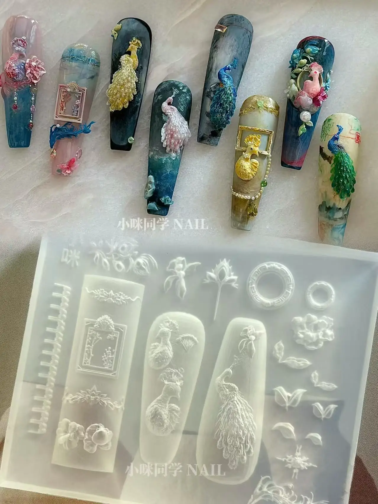 1pc Lace Hat Umbrella  Snake  Flower   3D Acrylic Mold Nail Art Decoration Nails DIY Design Silicone  Nail Art 5