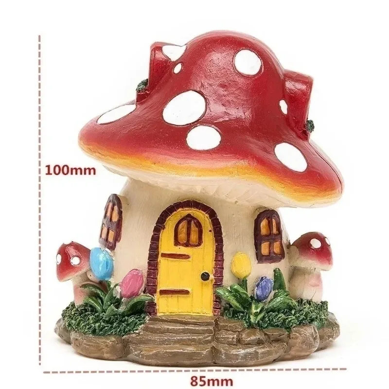 Cute 8.5cm*10cm Mushroom House Miniature Resin Fairy Garden Flower Potted Craft Home Decoration Ornaments