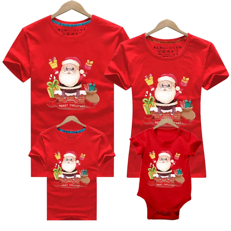 Christmas Family Matching T-shirt Adult Kids T-shirt Baby Rompers New Year Girls Boy Mom Dad Father Mother Son Daughter