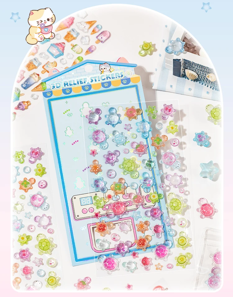 1PC Süße Süßigkeiten Party Kawaii 3D Relief Dropping Klebe Aufkleber Kreative Dekoration DIY Handgemachte Nette Schreibwaren Aufkleber – Detail 9