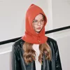 Women Winter Balaclava Knitted  Hats Unisex Hooded Caps Men Outdoor Warmer Drawstring One-Piece Beanies 3