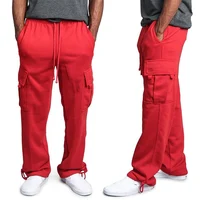 Men's  Cargo Pants Loose Drawstring Sweatpants with Pockets Sports Straight Trousers Jogging Long Pants Hip Hop Streetwear 1