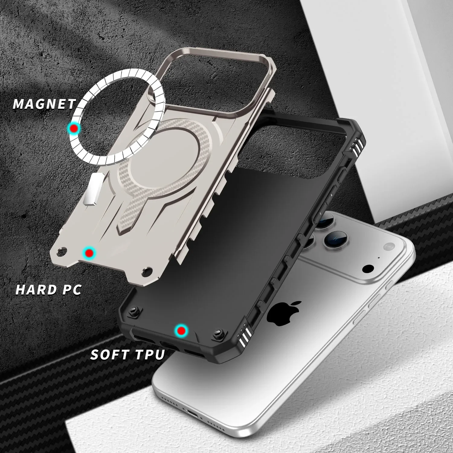 Shockproof Magnetic Armour Case - Heavy Duty Rugged Cover with Magsafe Compatibility