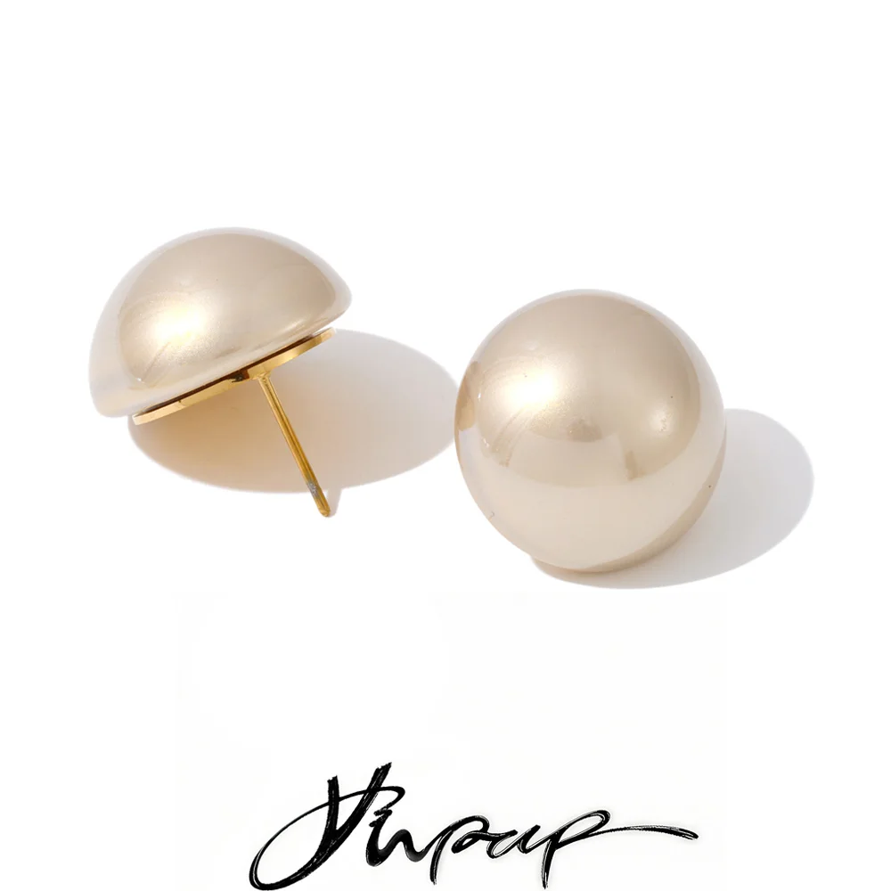 Yhpup Pearls Stud Earrings 20*20mm for Women