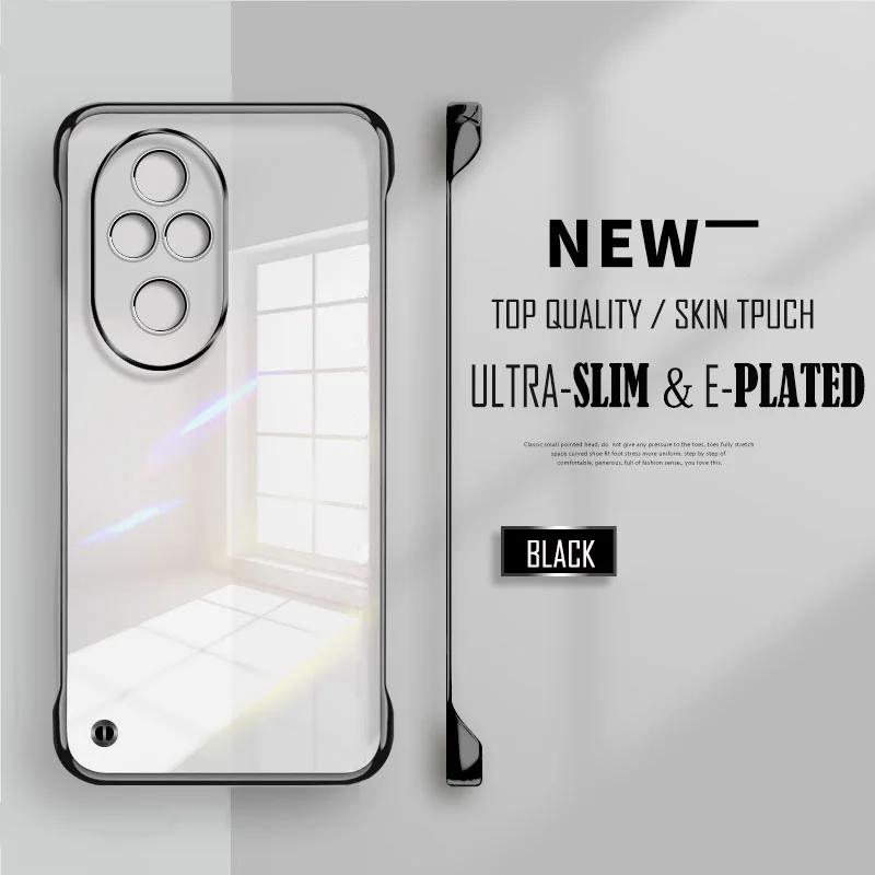 Luxury Plating Transparent Frameless Ultra Thin Case with Clear Lens Protection Cover
