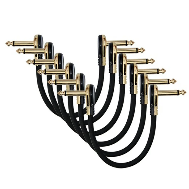 3pcs/ 6pcs Guitar Patch Cables Right Angle 15/30cm 1/4 Instrument Cables For Guitar Effect