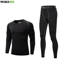 

WOSAWE Mens Thermal Underwear Set Skiing Winter Warm Base Layers Tight Long Johns Top Bottom Set with Fleece Lined