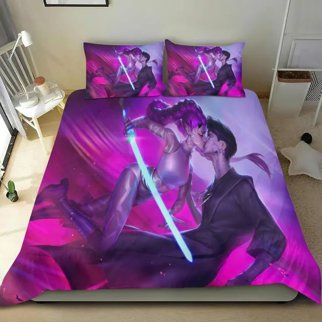 KPop شيطان الفراش مجموعات، واحدة التوأم كامل الملكة الملك الحجم، الفتيات الفتيان الطفل الكرتون الصيادين طقم سرير غرفة نوم الطفل مجموعات الفراش 1