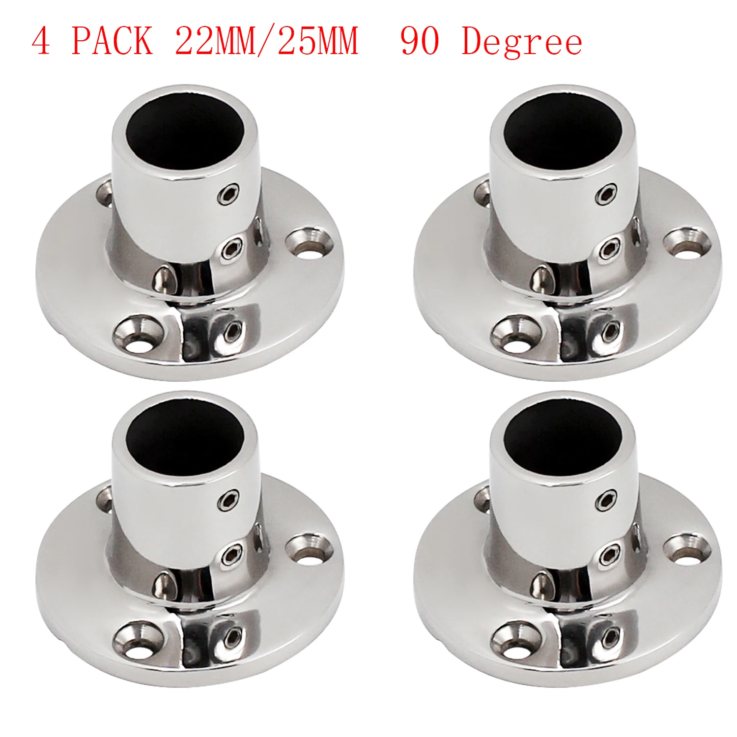 4 PCS 22mm/25mm 90 Degree Boat Handrail Fitting 316 Stainless Steel Marine Hardware Boat Hand Railing Round Base Tube Pipe 12 pcs universal 3 bow bimini top stainless steel 316 marine hardware set deck hinge jaw slide eye end fitting boat accessories