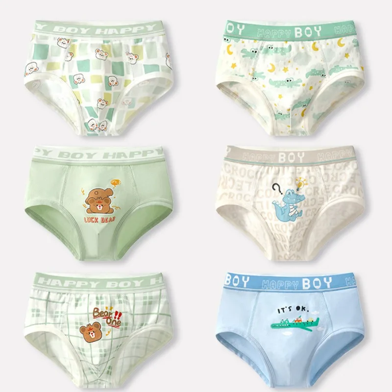 6 pezzi slip antibatterici morbidi in cotone per bambini per ragazzo mutandine traspiranti sottili mutandine con stampa di cartoni animati carini 3 + y biancheria intima per bambini piccoli