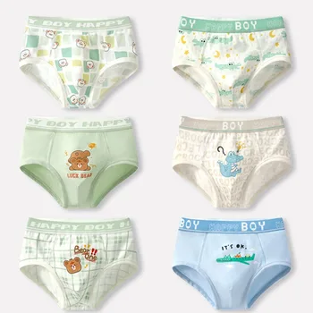 6 pezzi slip antibatterici morbidi in cotone per bambini per ragazzo mutandine traspiranti sottili mutandine con stampa di cartoni animati carini 3 + y biancheria intima per bambini piccoli