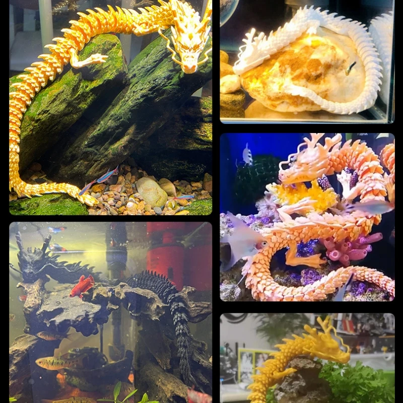 3D Gedruckter Drache 30cm - Flexibles Deko-Spielzeug Für Schreibtisch, Auto & Aquarium