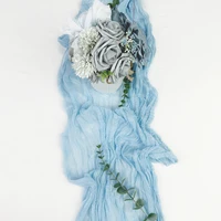 Semi-Sheer Sky blue Gauze Wedding Table Runner Cheesecloth Table Setting Dining Vintage Party Christmas Banquets Arches Decor 2