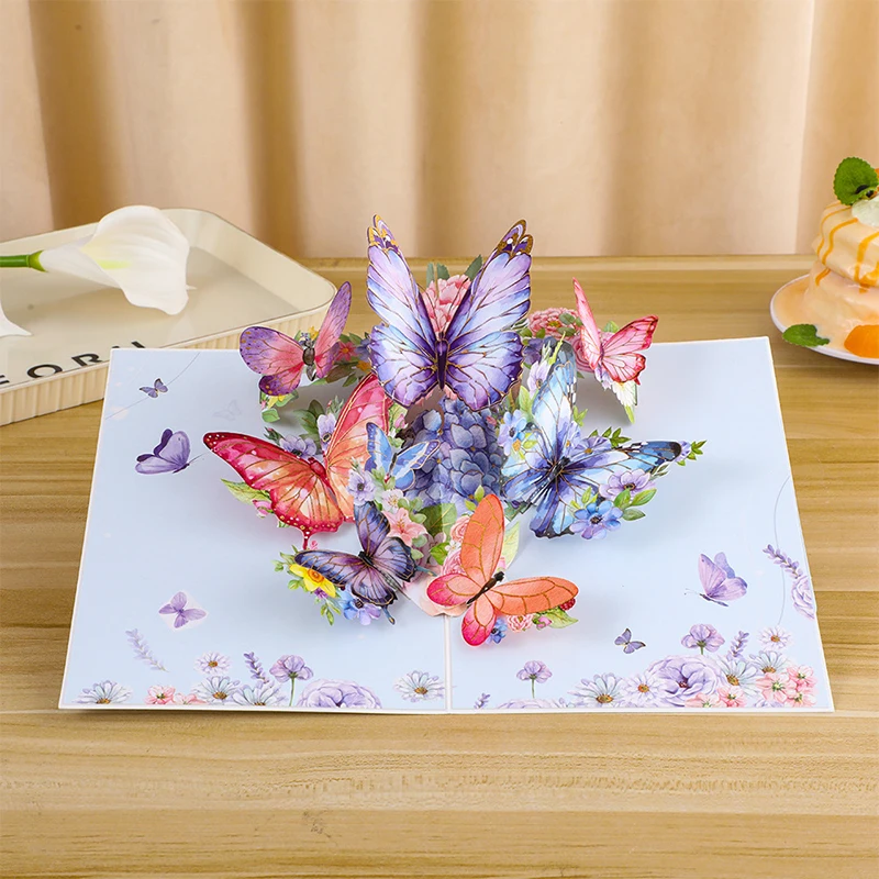 3D Butterfly Pop Up Greeting Cards Postcard For Valentine's Day, Mother, Anniversary, Wedding Invitation Greeting, Birthday Gift