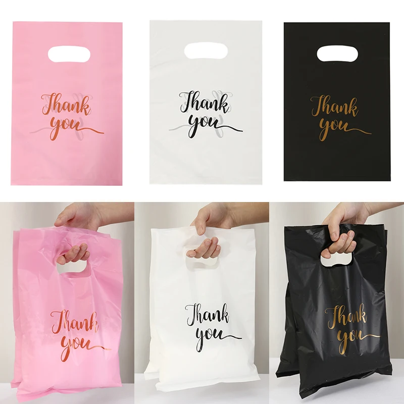 Thank You Plastic Gift Bags 100pcs Gift Wrapping Supplies Perfect Thank You Gifts Party Decor