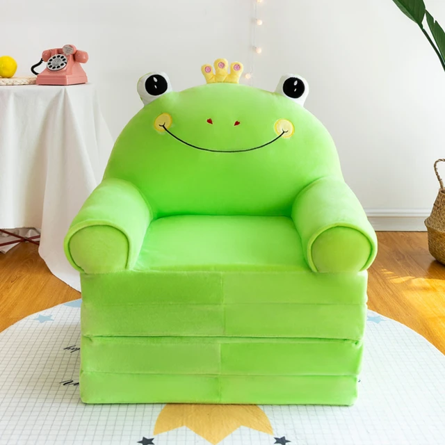 Seat Cushion Large Cushion Support Board Plush Foldable Kids Sofa Backrest Armchair 2 in 1 Foldable Children Sofa Cute Cartoon Lazy Sofa Children