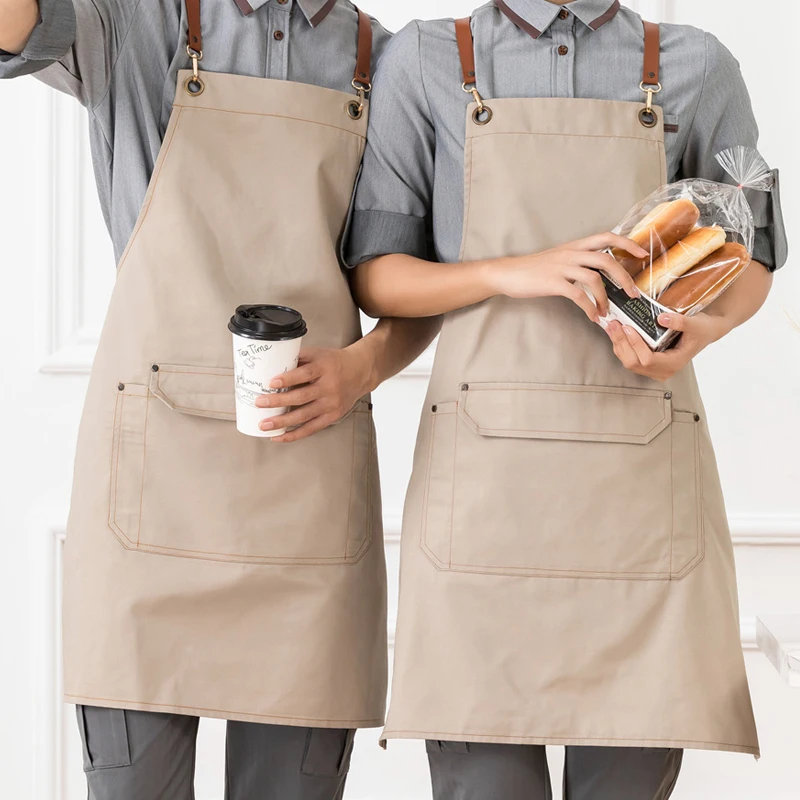 Grembiule Da Lavoro Unisex In Tela Di Cotone 100% 453g/m² - 3 Tasche, Regolabile, Con Fibbie In Ottone - Per Cucina, Giardinaggio, BBQ, Falegnameria