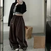 Oversized Hip Hop Baggy Pants Fashion Women Striped Pocket Elastic High Waist Cargo Pant Streetwear Sweatpant Loose New Trousers 5
