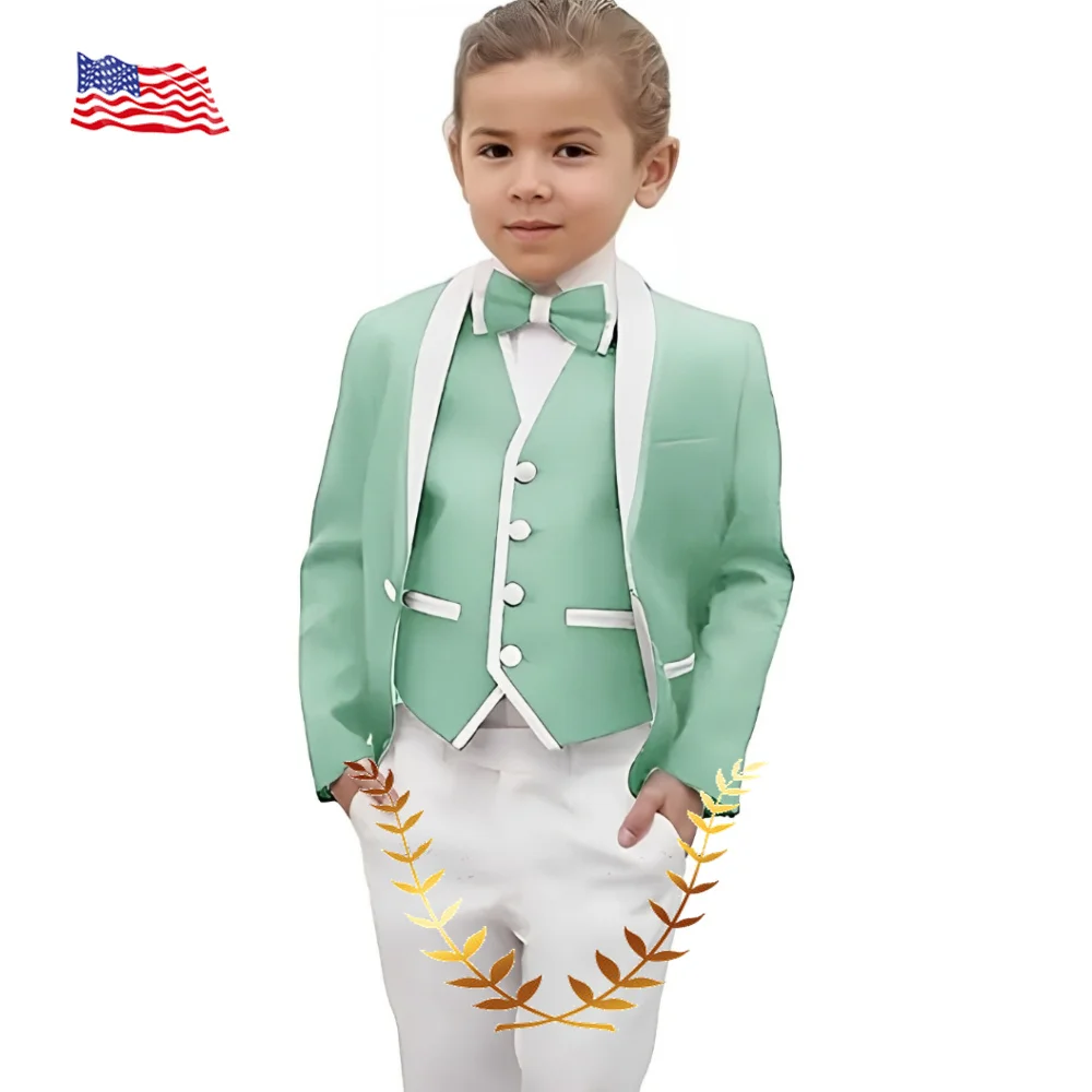 

Boys Suit Wedding Tuxedo Jacket Vest Pants Three Piece Set Formal Blazer Kids Tailored Clothes Children Outfit